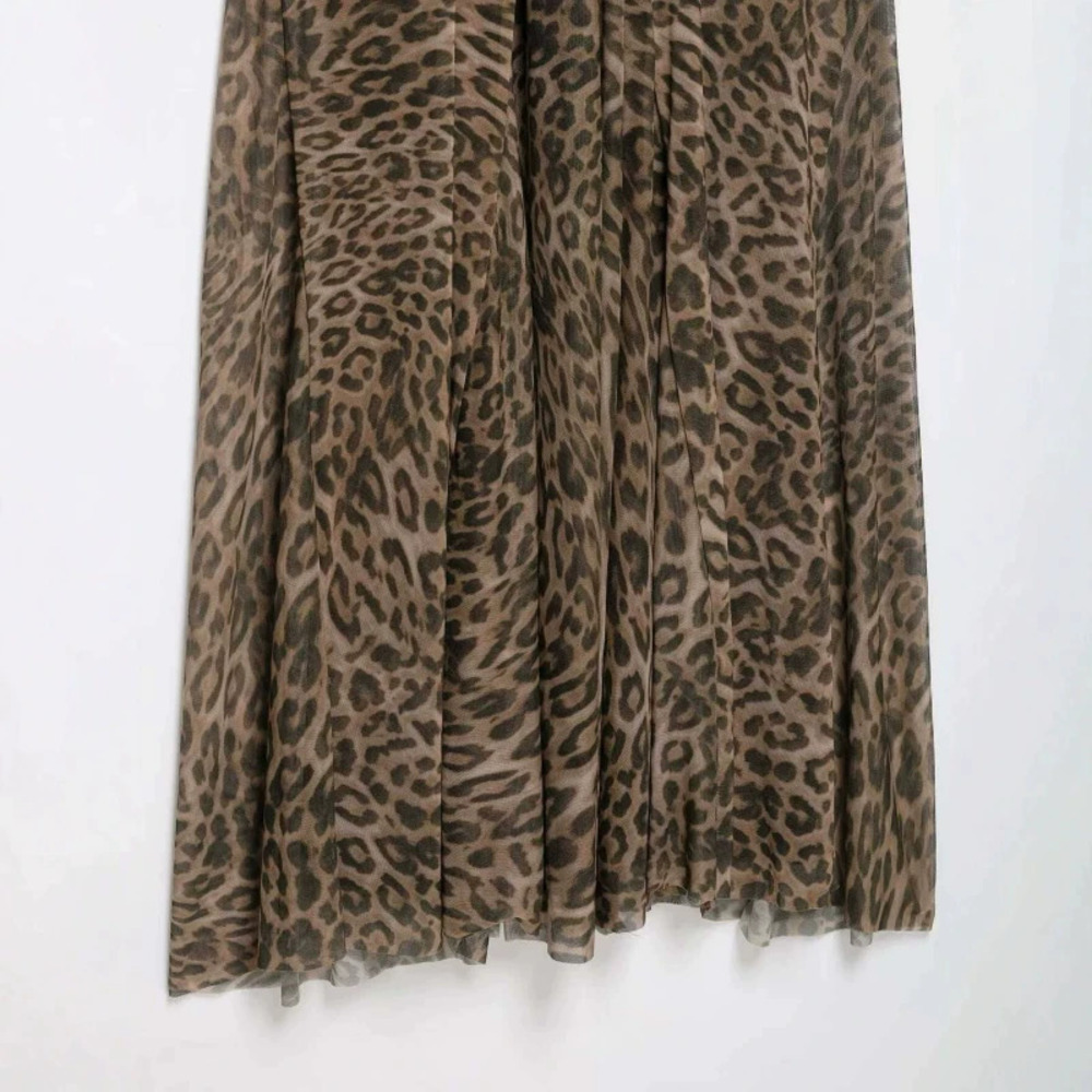 ZARA Summer Animal Print Chiffon Spaghetti Strap Midi Dress